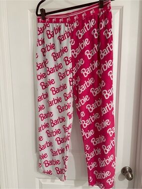 Barbie Hot Pink and White All-Over Logo Pajama Pants